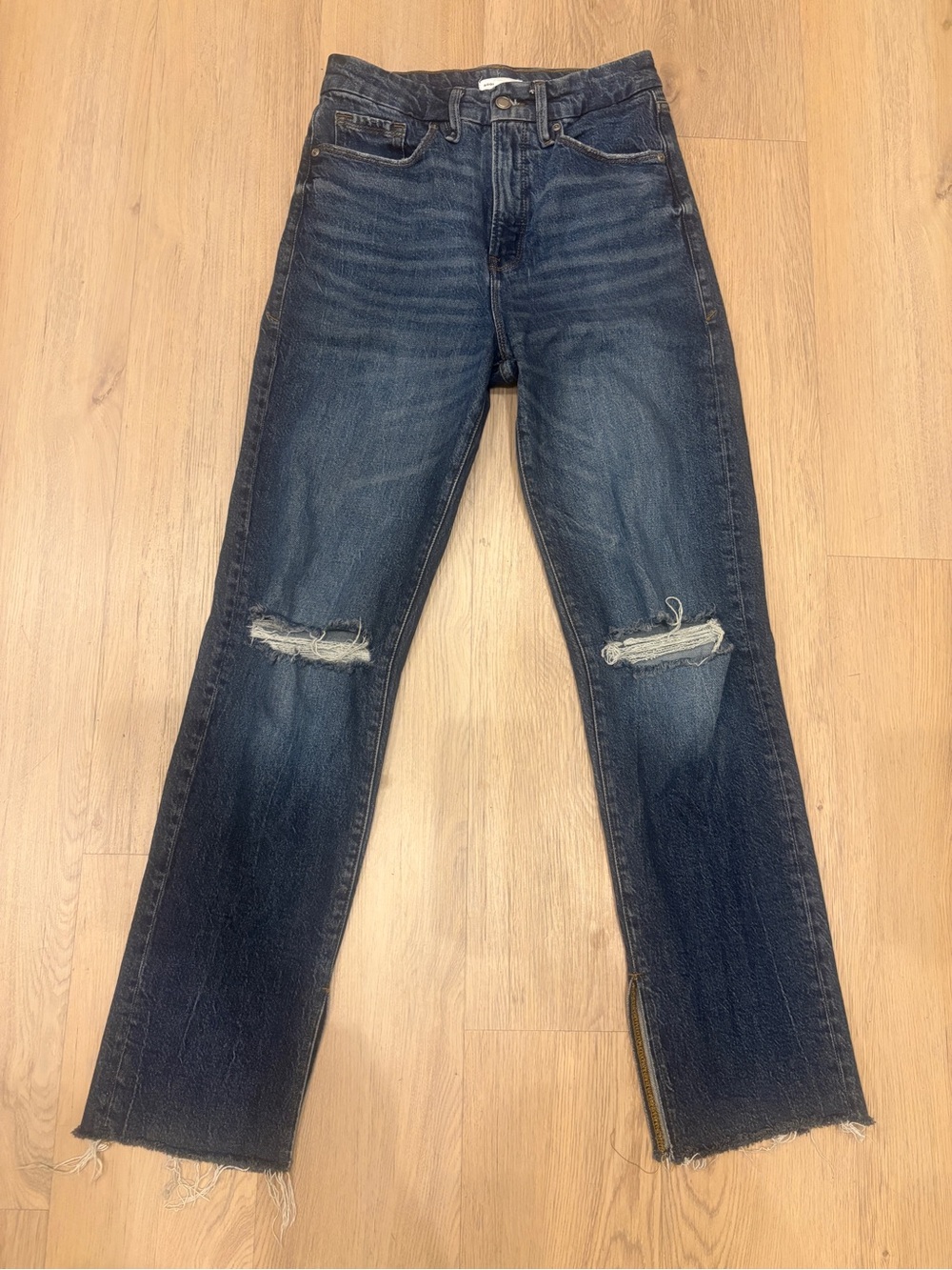 Women's GOOD AMERICAN Good Boy Slit Slim Fit Straight Jeans Size 4